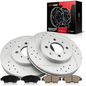 Torchbeam Front Brakes and Rotors Kit Brake Pads Brake Rotors and Pads Compatible with Honda 2009-2012 Fit, Honda 2013 Fit 1.5L,Brake Rotors + Ceramic Pads Kit