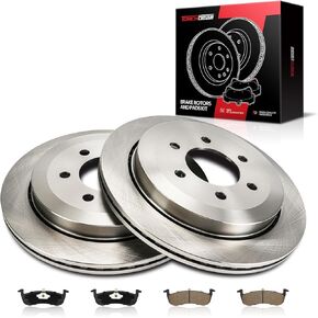 Torchbeam Rear Brakes and Rotors Kit Brake Pads Brake Rotors and Pads Compatible with Ford 2007-2017 Expedition, Lincoln 2007-2017 Navigator,Brake Rotors + Ceramic Pads Kit