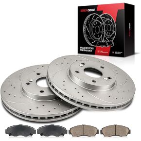 Torchbeam Front Brakes and Rotors Kit Brake Pads Brake Rotors and Pads for Honda 2008-2011 Accord 2.4L, Honda 2008-2011 Accord 3.5L, Acura 2004-2008 TL 3.2L,2004-2010 TSX,Brake Rotors Ceramic Pads Kit