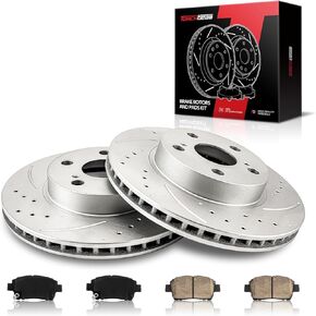 Torchbeam Front Brakes and Rotors Kit Brake Pads Brake Rotors and Pads Compatible with Toyota 2004-2009 Prius,Brake Rotors + Ceramic Pads Kit