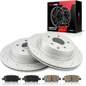 Torchbeam Rear Brakes and Rotors Kit Brake Pads Brake Rotors and Pads for Nissan 2009-2014 2016-2019 Maxima, INFINITI 2009-2013 G37 3.7L, INFINITI 2006 2008 G35,Brake Rotors + Ceramic Pads Kit