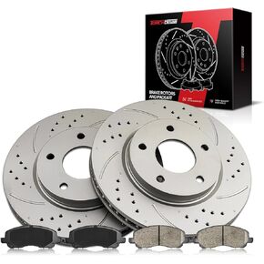 Torchbeam Front Brakes and Rotors Kit Brake Pads Brake Rotors and Pads for Dodge 2007-2012 Caliber 2.0L, Mitsubishi 2008-2016 Lancer 2.0L, Mitsubishi 2017 Lancer,Brake Rotors + Ceramic Pads Kit