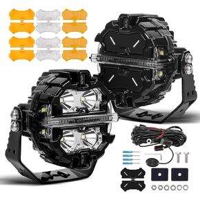 maXpeedingrods 3.5 Inch Round 160W LED Off Road Lights + 3.5" Amber Spot Light Covers + 3.5" Amber Flood Light Covers + 3.5" White Flood Light Covers, 1 Pair Off Road Lights + 3 Pair Light Covers
