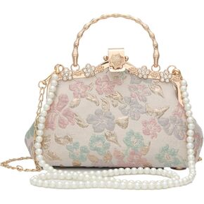 YeBon Retro Shoulder Chain Messenger Clutch Chinese Style Embroidered Jacquard Women's Evening Bags