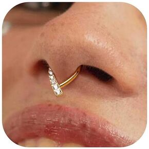bodybonita 16g حلقة الحاجز - 316L من الصلب الجراحي دمعة الحلقات الأنف الأطواق الأطواق CZ CZ الأنف الثقب Daith المجوهرات Tragus helix الأقراط الغضروف للنساء 8mm