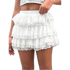 SOLY HUX Girl's Lace Ruffle Mini Shorts Cute Layered Party Flowy Bloomers Short Pants Coquette Streetwear