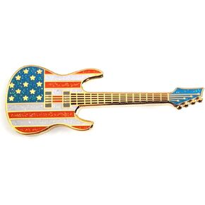 Pinsanity American Flag Guitar Enamel Lapel Pin