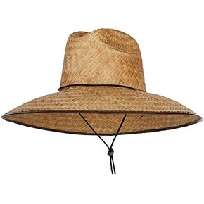 Men's Crushed Safari Straw Sun Hat,Life Guard Hat,Gardening,Out Door,for Fishing for All Multi-Purpose Straw hat