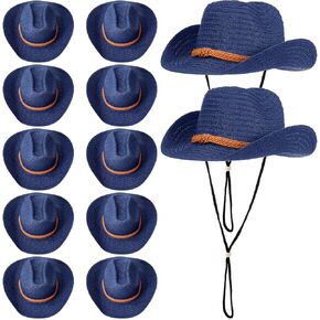 JaGely 12 Pcs Straw Cowboy Hat for Men Women Western Party Sun Protection Wide Brim Cowgirl for Summer Camping Garden Yard in Saudi Arabia