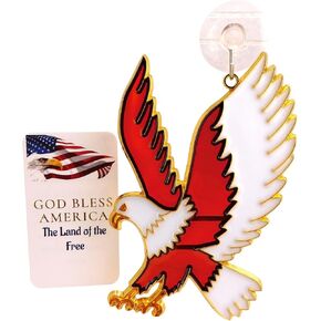 American Bald Eagle Suncatcher Set with Land of The Free USA Card Veterans Day Gift Pack Sun Catching Decoration