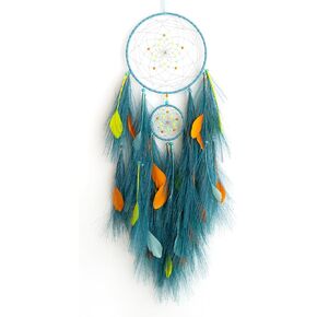 Blue Dreamcatcher American Dream Catcher ، Glazed Blue Pampas Grass ، النسيج المصنوع يدويًا ، ديكور الهبي البوهيمي ، الجدار ، الديكور في الغرفة ، الفتاة ، المراهق ، هدية المرأة