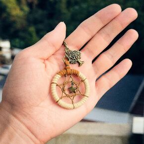 Retro Style Handmade Macrame Small Mini Dream Catcher with Tree of Life Accessories, Bag, Backpack Pendant Ornament
