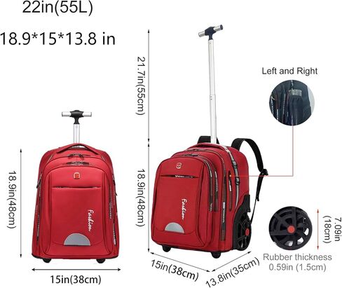 Rolling Backpack for Adults, 22 Inch Backpack with Wheels for Business, College Student and Travel Commuter, Waterproof Wheeled Backpack (black) in Saudi Arabia