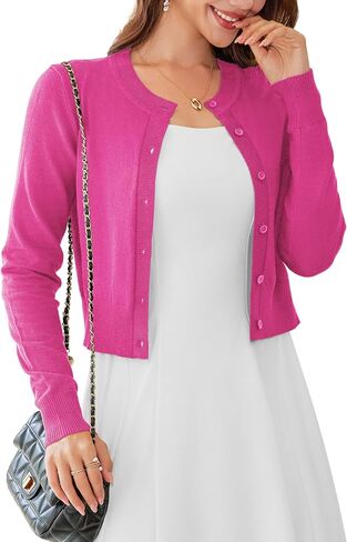 LETDIOSTO Cropped Cardigan Bolero Shrug for Women, Button Down Long Sleeve Knit Sweater for Dreees,for Jeans, S to XL in Kuwait