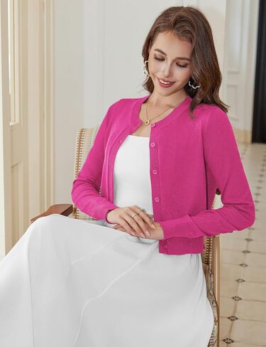 LETDIOSTO Cropped Cardigan Bolero Shrug for Women, Button Down Long Sleeve Knit Sweater for Dreees,for Jeans, S to XL in Kuwait