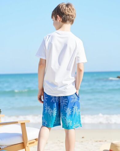 HONGTEYA Boys Swim Trunks with Compression Liner Boys Bathing Suit UPF 50+ Kids Quick Dry Swimwear Shorts 6-12 Years in Saudi Arabia