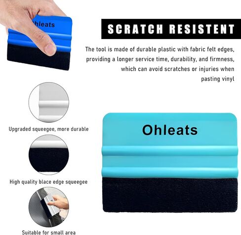 4 PCS Car Felt Edge Squeegee Wrapping Tool Kit, Car Windshield Vinyl Scraper Wrapping Window Tint Kit, Window Squeegees for Car Vinyl Wrap, Sticker Installation, Window Tint (Blue+Sky Blue) in Saudi Arabia
