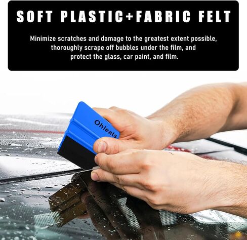 4 PCS Car Felt Edge Squeegee Wrapping Tool Kit, Car Windshield Vinyl Scraper Wrapping Window Tint Kit, Window Squeegees for Car Vinyl Wrap, Sticker Installation, Window Tint (Blue+Sky Blue) in Saudi Arabia