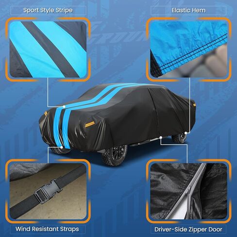 Car Cover Custom Fit for Tesla Model 3 2019-2024 Waterproof All Weather Rain Snowproof UV Protection Windproof with Charging Port, Ventilated Mesh, Zipper Door, Reflective Strip, Storage Bag in Kuwait