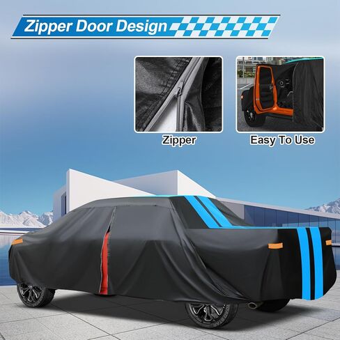 Car Cover Custom Fit for Tesla Model 3 2019-2024 Waterproof All Weather Rain Snowproof UV Protection Windproof with Charging Port, Ventilated Mesh, Zipper Door, Reflective Strip, Storage Bag in Kuwait