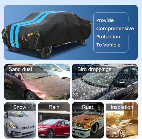 Car Cover Custom Fit for Tesla Model 3 2019-2024 Waterproof All Weather Rain Snowproof UV Protection Windproof with Charging Port, Ventilated Mesh, Zipper Door, Reflective Strip, Storage Bag in Kuwait
