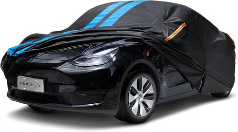 Car Cover Custom Fit for Tesla Model 3 2019-2024 Waterproof All Weather Rain Snowproof UV Protection Windproof with Charging Port, Ventilated Mesh, Zipper Door, Reflective Strip, Storage Bag in Kuwait