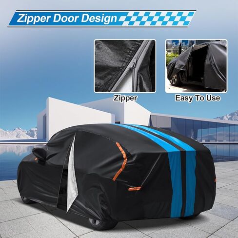Car Cover Custom Fit for Tesla Model 3 2019-2024 Waterproof All Weather Rain Snowproof UV Protection Windproof with Charging Port, Ventilated Mesh, Zipper Door, Reflective Strip, Storage Bag in Kuwait