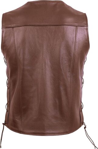 Deckra Classic Men's Genuine Leather Vest - Timeless Style Laceup Motorcycle Riding Biker Vest Club in Kuwait
