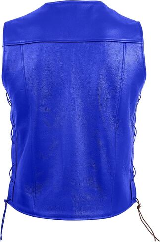 Deckra Classic Men's Genuine Leather Vest - Timeless Style Laceup Motorcycle Riding Biker Vest Club in Kuwait