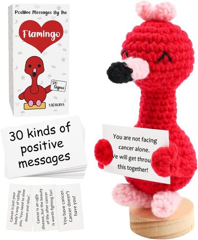 Positive Crochet Flamingo with 30PCS Replaceable Cards, Handmade Emotional Cheer Support Crochet Flamingo Gifts for Friends Daughter,Inspirational Birthday Gifts for Women Men in Saudi Arabia