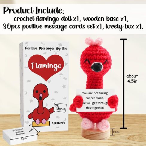 Positive Crochet Flamingo with 30PCS Replaceable Cards, Handmade Emotional Cheer Support Crochet Flamingo Gifts for Friends Daughter,Inspirational Birthday Gifts for Women Men in Saudi Arabia