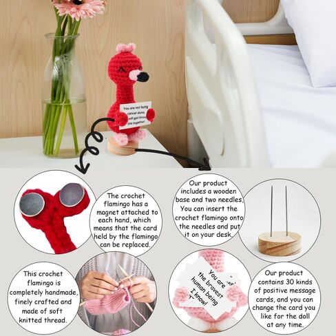 Positive Crochet Flamingo with 30PCS Replaceable Cards, Handmade Emotional Cheer Support Crochet Flamingo Gifts for Friends Daughter,Inspirational Birthday Gifts for Women Men in Saudi Arabia