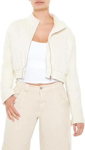 Forever 21 Women's Quilted Zip-up Cropped Jacket in Saudi Arabia