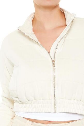 Forever 21 Women's Quilted Zip-up Cropped Jacket in Saudi Arabia