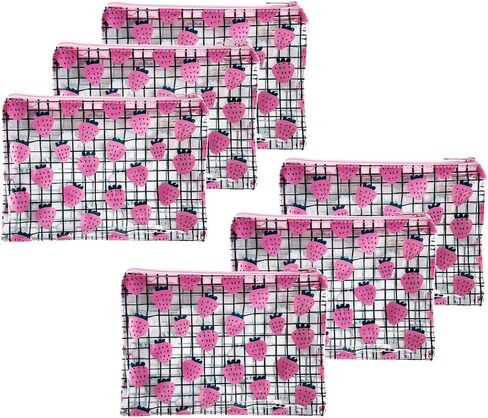 6PCS Patterned Zipper Pouch with Watermelon Print, Portable Mini Coin Purse, Clear Bag, Small Storage Bag Measuring 8.27 x 5.9 inches (Watermelon printing-6pcs-2) in Kuwait