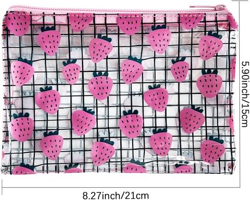 6PCS Patterned Zipper Pouch with Watermelon Print, Portable Mini Coin Purse, Clear Bag, Small Storage Bag Measuring 8.27 x 5.9 inches (Watermelon printing-6pcs-2) in Kuwait