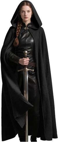 L'VOW Medieval Hooded Cloak Renaissance Cape with Hood Halloween Sorcerer Cosplay Hobbit Costume in Kuwait