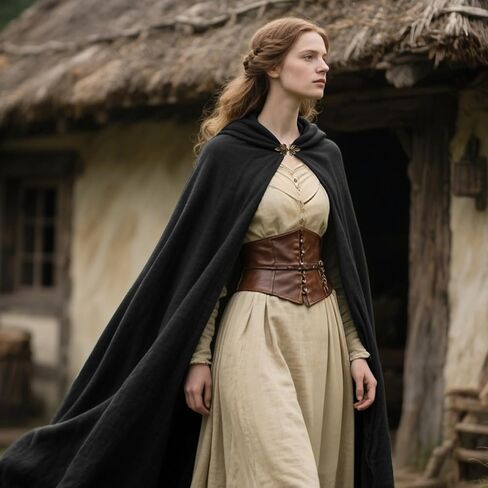 L'VOW Medieval Hooded Cloak Renaissance Cape with Hood Halloween Sorcerer Cosplay Hobbit Costume in Kuwait