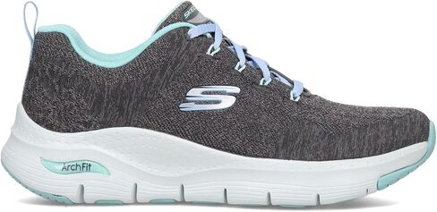 Skechers Arch Fit Comfy Wave Sneakers for Women - Mesh Knit Fabric Upper, Air Cooled Design, Lightweight and Durable Sneakers Black/Lavender 5.5 B - Medium in Saudi Arabia