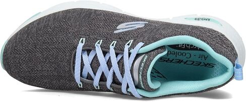 Skechers Arch Fit Comfy Wave Sneakers for Women - Mesh Knit Fabric Upper, Air Cooled Design, Lightweight and Durable Sneakers Black/Lavender 5.5 B - Medium in Saudi Arabia