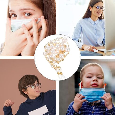 Kesyoo Metal Pearl Classes Chain eyeglasses حزام الوجه سلسلة النظارات الشمسية للبنات للبنات الرجال in Kuwait