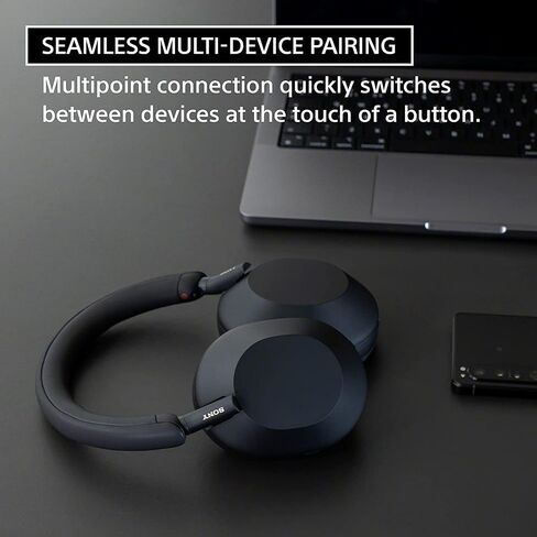 Sony WH-1000XM5 Wireless Industry Leading Noise Canceling Headphones, Black Bundle with Deco Gear Wood Headphone Display Stand and Protective Travel Carry Case in Saudi Arabia
