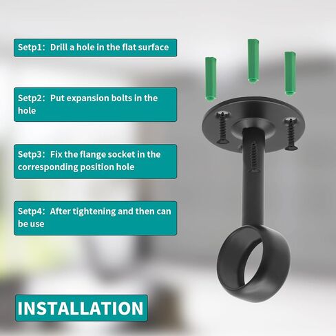Biaungdo 1-1/4Inch Curtain Rod Ceiling Mount Brackets, Stainless Steel, Black, 4 Pack in Saudi Arabia