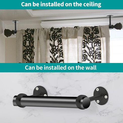 Biaungdo 1-1/4Inch Curtain Rod Ceiling Mount Brackets, Stainless Steel, Black, 4 Pack in Saudi Arabia