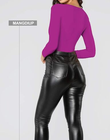 mangdiup نساء v -sup -sleeve bodysuit للنساء - قمم ممتدة ومريحة مريحة in Kuwait