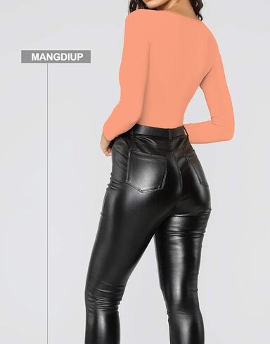 mangdiup نساء v -sup -sleeve bodysuit للنساء - قمم ممتدة ومريحة مريحة in Kuwait