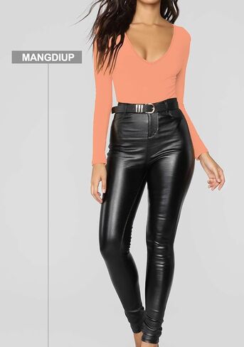 mangdiup نساء v -sup -sleeve bodysuit للنساء - قمم ممتدة ومريحة مريحة in Kuwait