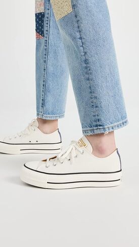 Converse Chuck Taylor All Star Canvas Platform Ox Womens Shoes Size 8, Color: Black/White in Saudi Arabia