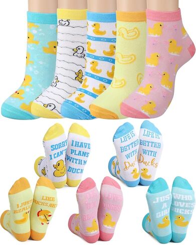 5 Pairs Duck Socks for Women Cute Novelty Patterned Casual Ankle Socks for Duck Lover Gift in Saudi Arabia