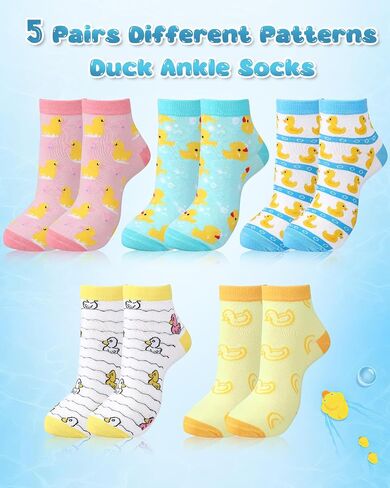 5 Pairs Duck Socks for Women Cute Novelty Patterned Casual Ankle Socks for Duck Lover Gift in Saudi Arabia